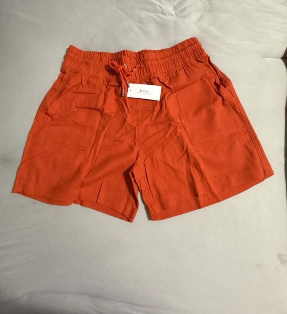 Cheeryah Linen Blend Shorts Size L 5 Orange Casual Pockets